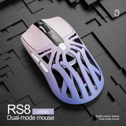 Mouse Gamer Sem Fio Ergonômico SmailWolf RS8, Tri-Modo com Design Oco Ultraleve, 1000Hz e Bateria de Longa Duração
