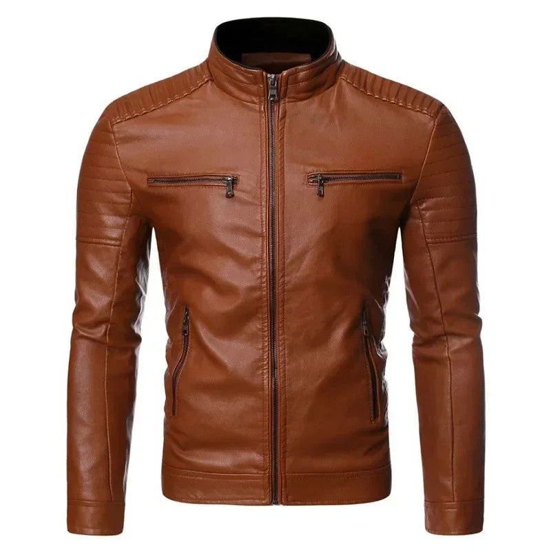 Zipper Korean Fashion Leather Sheepskin Trend Casual Fit Slim Baseball Clothes Men Leather Jacket Autumn New Men Leather Coat