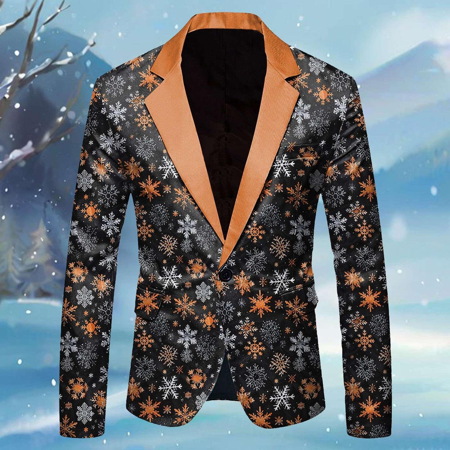 Mens Business Suit Jackets Fashion Mens Long Sleeve Lapel Button Fun Christmas Jacket With Pocket For Men Male New Year Party