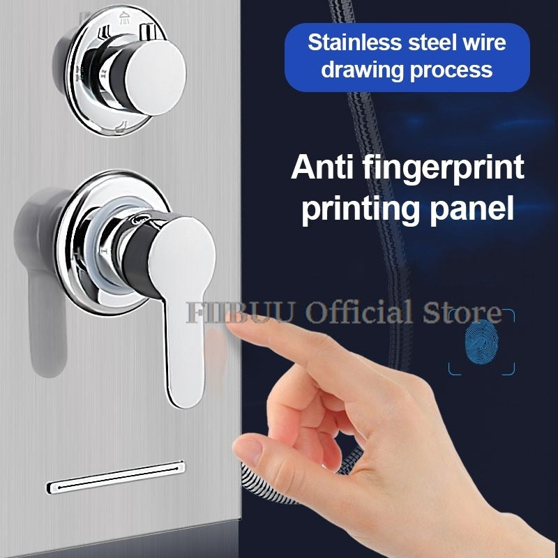 Luxury Shower For Bathroom With Digital Display Pressurized Top Nozzle Rain Shower Head Shower Room Wall Mounted Shower Set