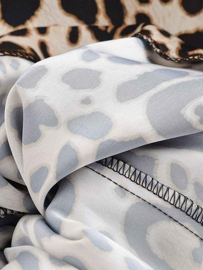 UNIZERA Leopard Satin with Belt High Waisted Trousers Wide Leg Pants Women's Clothing 2025 Summer New Arrivals Casual Pants