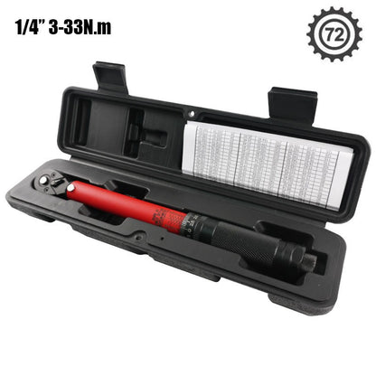 Chave Torquímetro 72T 1/2'' 3/8'' 1/4'' com Pré-ajuste para Bicicletas e Carros, Chave Catraca de Duas Vias, Ferramentas Manuais Automotivas
