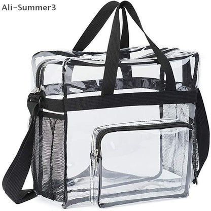 Large Capacity PVC Transparent Bag Portable Washing Bag Clear Tote Multi Pocket Handbag