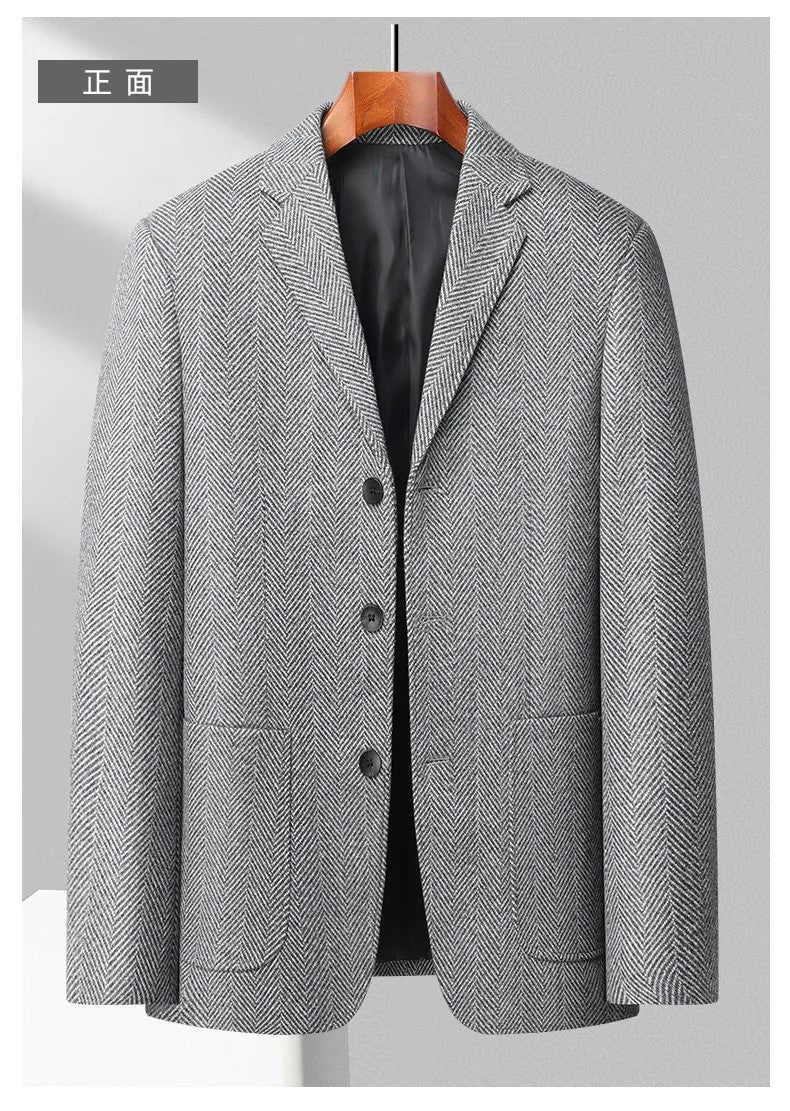 Mens Blazer Fashion Business Handsome Gentleman Korean Version of British Style Leisure Slim Solid Color Wedding Work Blazer