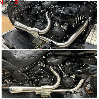 2-in-1 Stainless Steel Motorcycle Exhaust Muffler 1 3/4" to 2" Exhaust Pipes For Harley Low Rider ST Fat Bob FXFB FXFBS 2018-Up