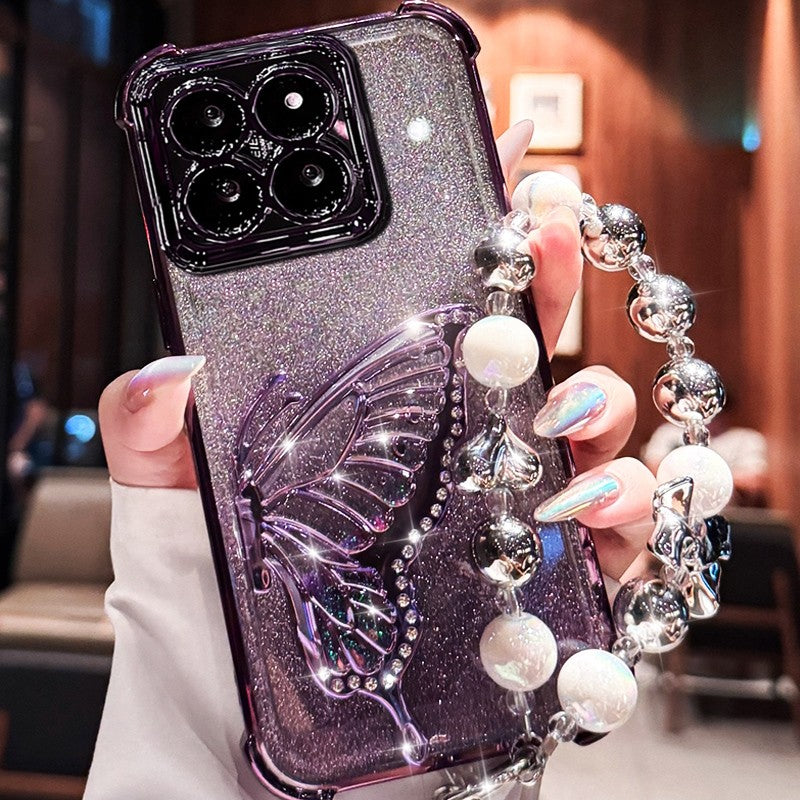 Capa Protetora à Prova de Choque com Glitter e Borboleta para Xiaomi 17 pro max Xiaomi17 13T 14T 15T Pro 15 Ultra