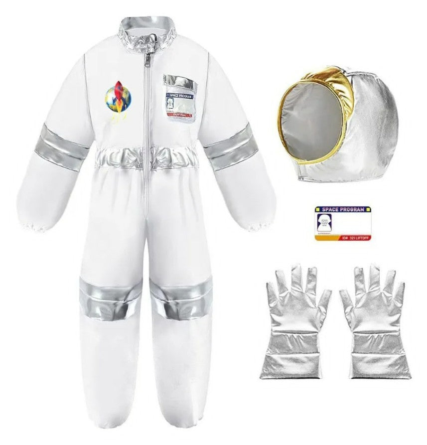 Cosplay Costume Pink Astronaut Height100-150 Pop Space-Themed Dress-Up Outfits Space Explorer Role-Play Jumpsuit Park Performanc