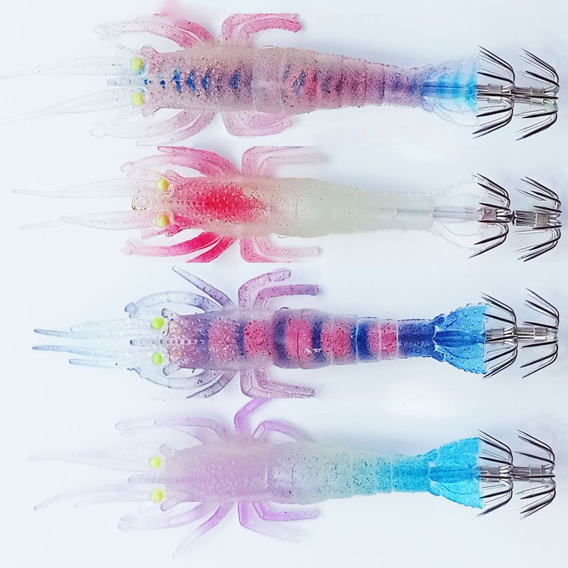 1 unidade 10g 11cm Camarão Macio Isca de Pesca Luminosa Polvo Lula Choco Isca Artificial pesca Apetrechos de Pesca