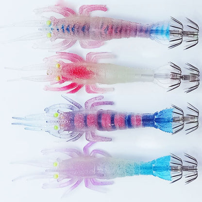 1 unidade 10g 11cm Camarão Macio Isca de Pesca Luminosa Polvo Lula Choco Isca Artificial pesca Apetrechos de Pesca