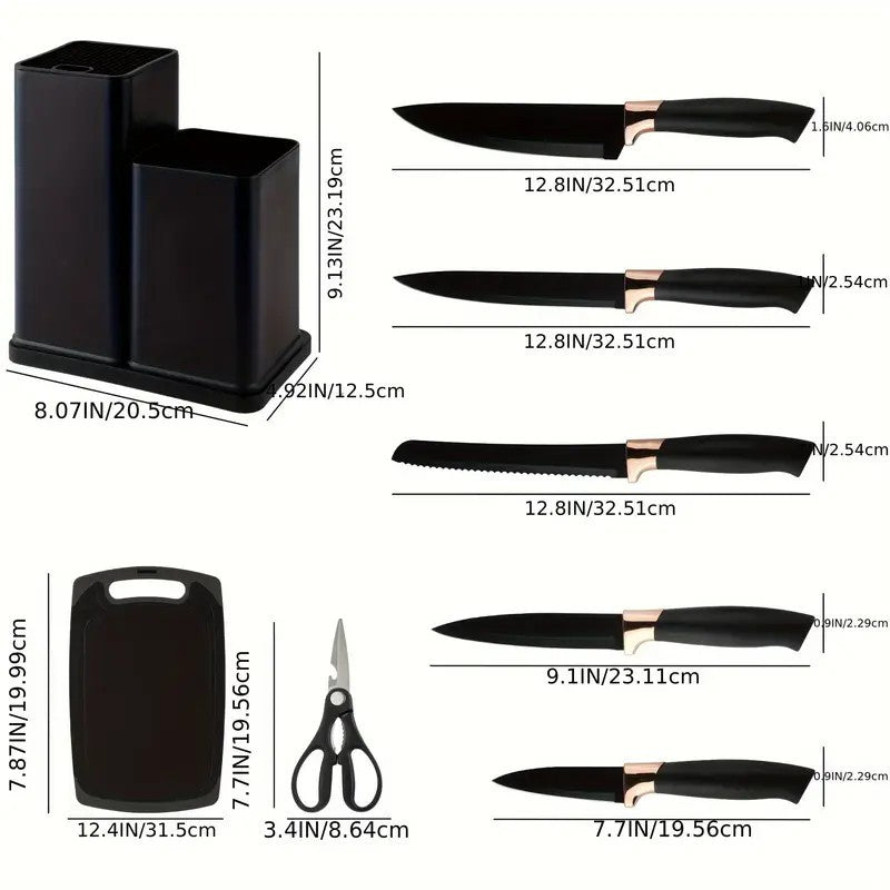 Conjunto de facas de cozinha multifuncional de 19 peças com tesoura e tábua de corte