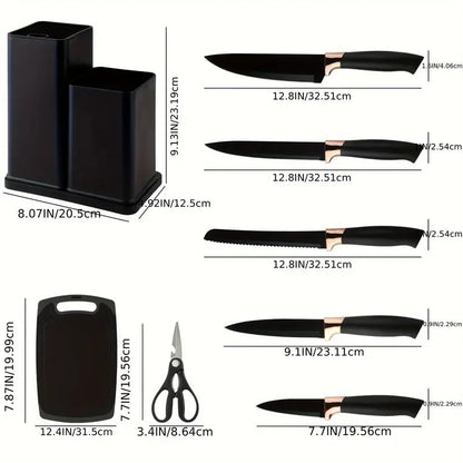 Conjunto de facas de cozinha multifuncional de 19 peças com tesoura e tábua de corte