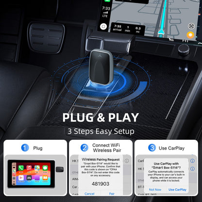 2-in-1 Wired to Wireless CarPlay Adapter & Android Auto Wireless Adapter Bluetooth Dongle Plug And Play USB-A/C for (2016+ Cars)