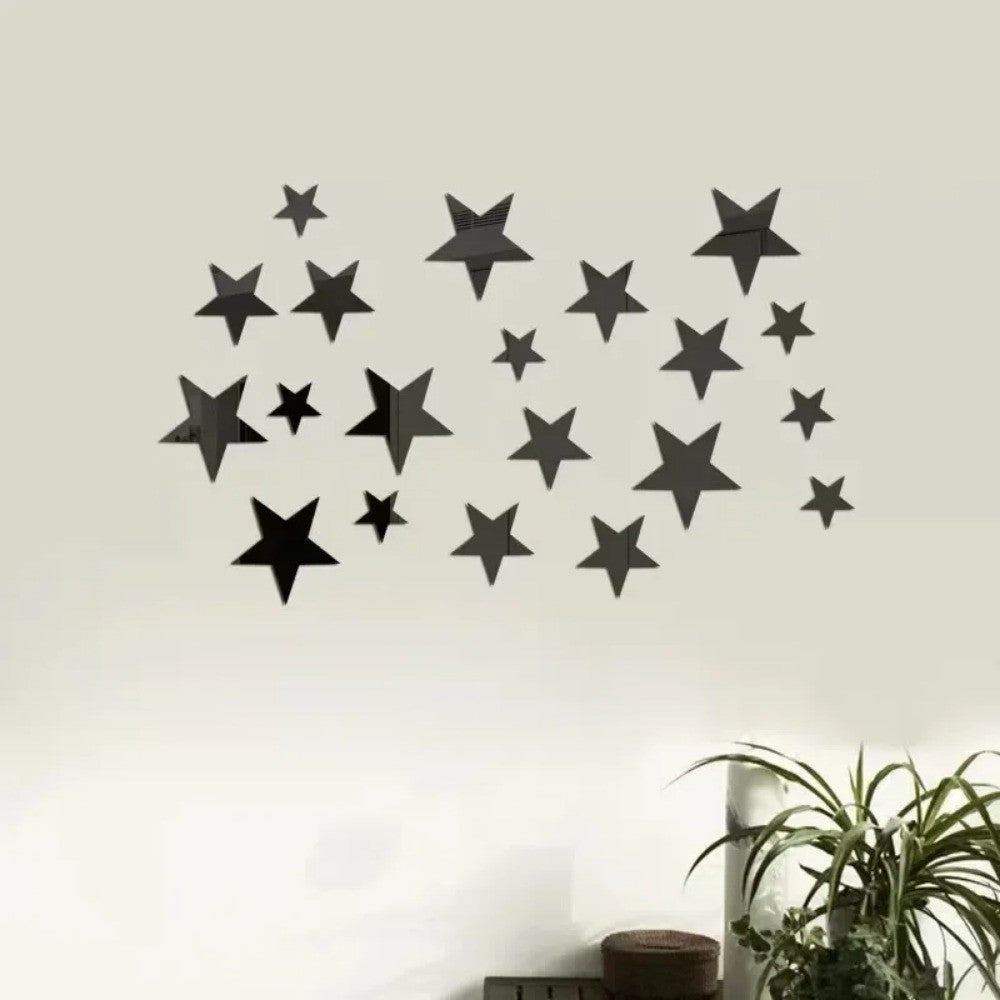 3D Star Mirror Wall Sticker Large Medium and Small Combination Acrylic Mirror Wall Sticker Home Living Room Wall Decorations