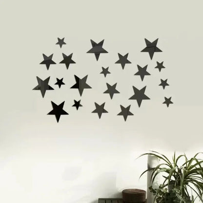 3D Star Mirror Wall Sticker Large Medium and Small Combination Acrylic Mirror Wall Sticker Home Living Room Wall Decorations