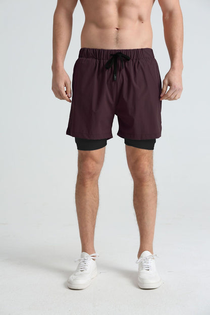 Men's sports double-deck shorts Fitness Quick Dry Training Shorts Casual 2 In 1 Multi-pocket sweatpants Men Gyms Running shorts