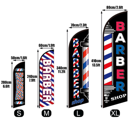 Barber Shop Feather Flag 11FT Barbershop Sign Outside Windless Banner Feather Swooper Flag for Shop Advertising Business Outdoor