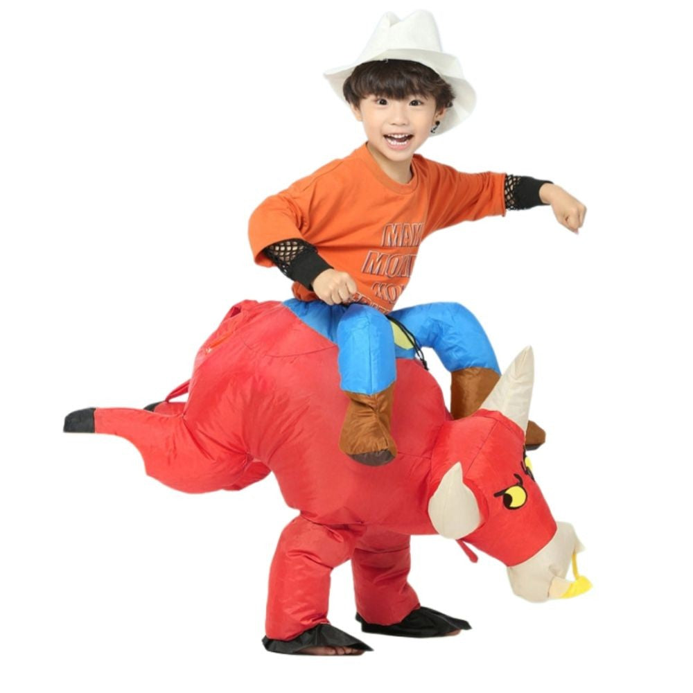 Inflatable Riding Bull Cowboy Costume Adult Funny Blow Up Rodeo Bull Outfit For Halloween Carnival Cosplay Party Dress Up