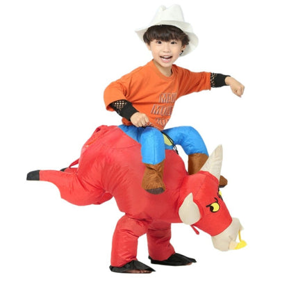 Inflatable Riding Bull Cowboy Costume Adult Funny Blow Up Rodeo Bull Outfit For Halloween Carnival Cosplay Party Dress Up