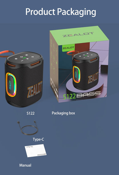 ZEALOT S122 25W Portable Wireless Speaker, Wireless Speaker, Bass Boost, Dual Pairing, 6000mAh Battery.