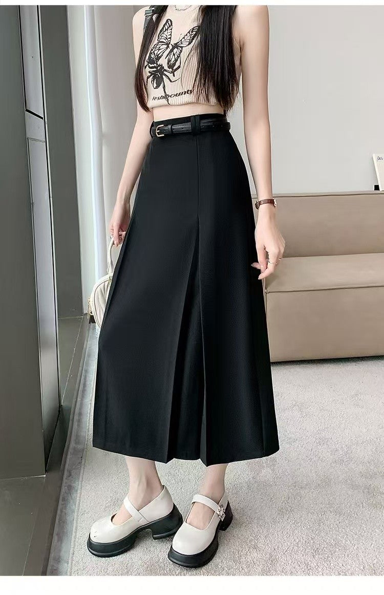 plus Size Suit Skirt Women Summer New Elastic High Waist Slim A-Line Skirt Belly Cover Pleated Skirt Korean Sle Casual Wear