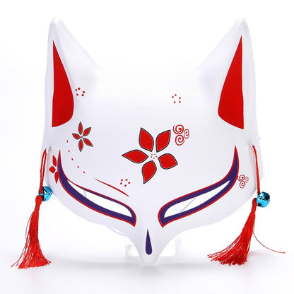 New Fashion Anime Fox Mask Hand-Painted Half Face Cat Mask With Tassels Bell Halloween Masquerade Party Festival Cosplay Gift