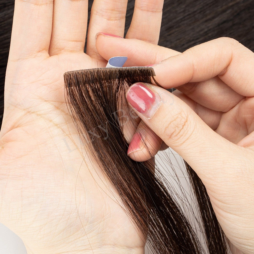 Fita Invisível de Aplique de Cabelo Humano Fita PU Injetada Dupla Face Extensões de Cabelo Preto Loiro Castanho Apliques de Fita 10 Peças