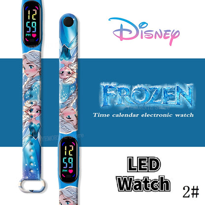 Disney Frozen Digital Kids' Watches Anime Figures LED Luminous Watch Touch Waterproof Electronic Sports Watch Kids Birthday Gift