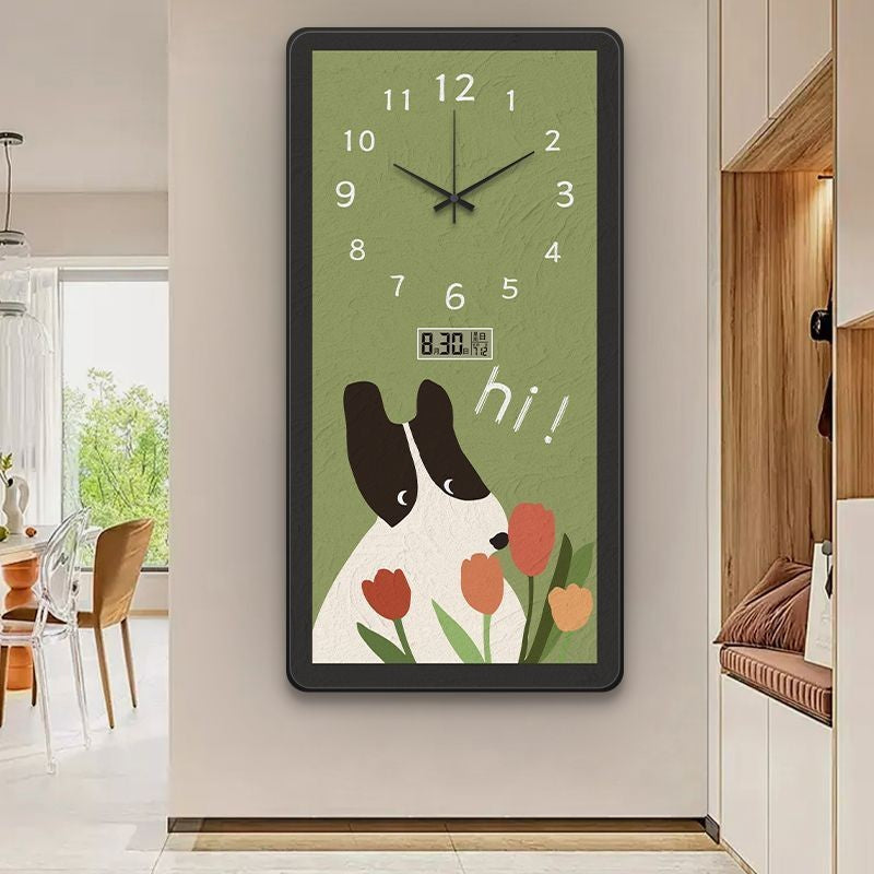 Perpetual calendar living room wall clock, French retro style, silent home electronic time clock, wall hanging painting