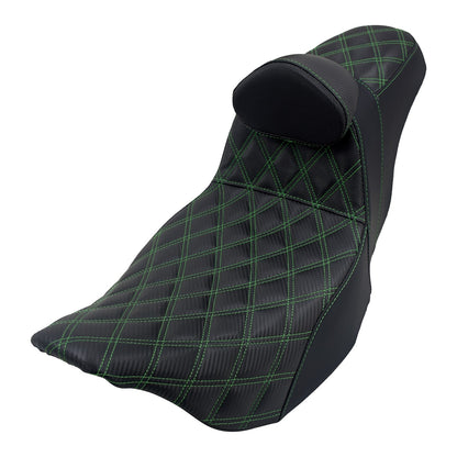 Assento 2 Lugares Moto Garupa Com Encosto Ajustável Almofada Para Harley Touring Electra Road Glide 09-23 Assento De Couro