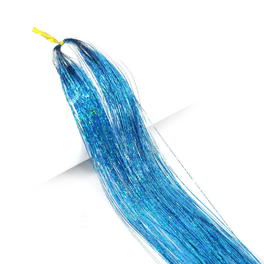 Kit de Fios Brilhantes Coloridos de Glitter para Cabelo, Fio de Cabelo Dourado Brilhante, Extensões de Corda, Acessórios de Cabelo para Mulheres, Enfeite de Cabelo