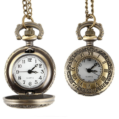 Fashion Vintage  Alloy  Number Dual Time Display Clock Necklace Chain Watches Birthday Gifts