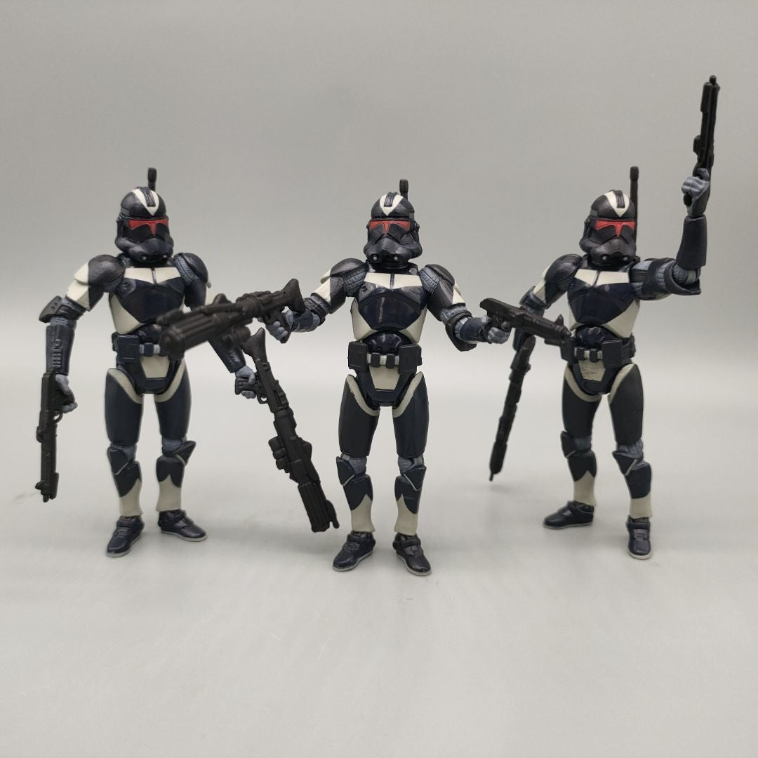 Lote de 3 Bonecos Soltos Star Wars Elite Force 501st 442nd Shadow Utapau Gree Shock Battalion Trooper 3.75" Coleção