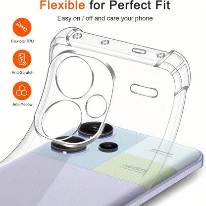 TPU Transparent Case For Redmi Note 15 14 13 Pro Plus Protective Cover Four Corners Shockproof Bumper Coque Fundas