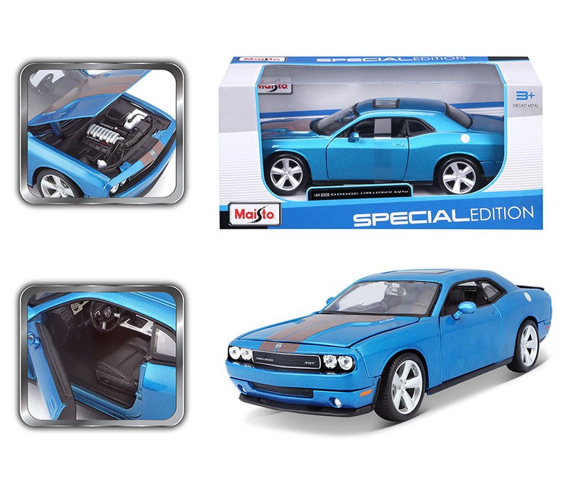 Maisto 1:24 2008 DODGE CHALLENGER SRT8 modelo de carro de liga metálica fundido, modelo estático de precisão, presente de coleção, brinquedo de maré