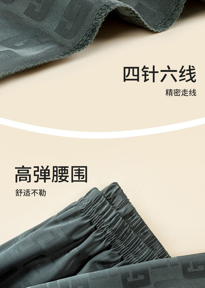 Ice Silk Pajamas Men's Spring and Summer Light and Breathable Simulation Silk Satin Short-sleeved Shorts Youth Simple Loungewear