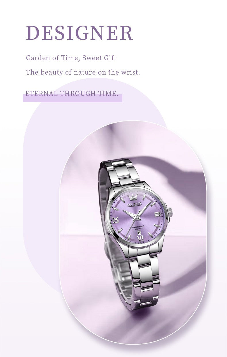 OLEVS 3668 Women Watch Luxury Original Quartz Watch Sword Needle Fashion Roman Automatic Date Calendar Window Women Watch