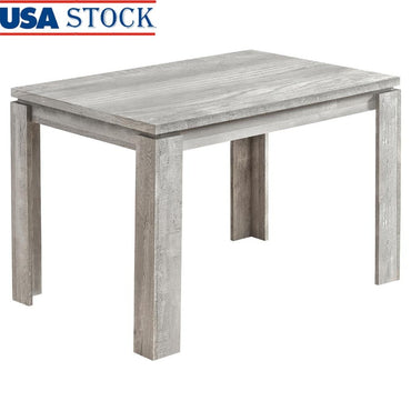 Rectangular Kitchen Dining Table Compact Design Farmhouse Style Reclaimed Wood Look Block Legs Seats 4 Indoor Use Dining Room