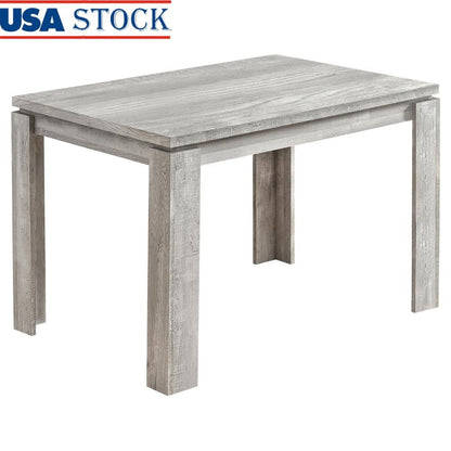 Rectangular Kitchen Dining Table Compact Design Farmhouse Style Reclaimed Wood Look Block Legs Seats 4 Indoor Use Dining Room