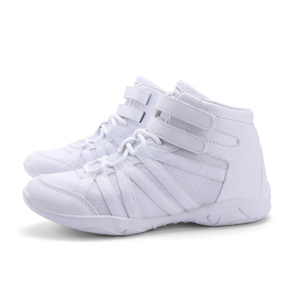 BAXINIER Girls White High Top Cheerleading Shoes Lightweight Youth Cheer Competition Sneakers Training Dance Tennis Shoes