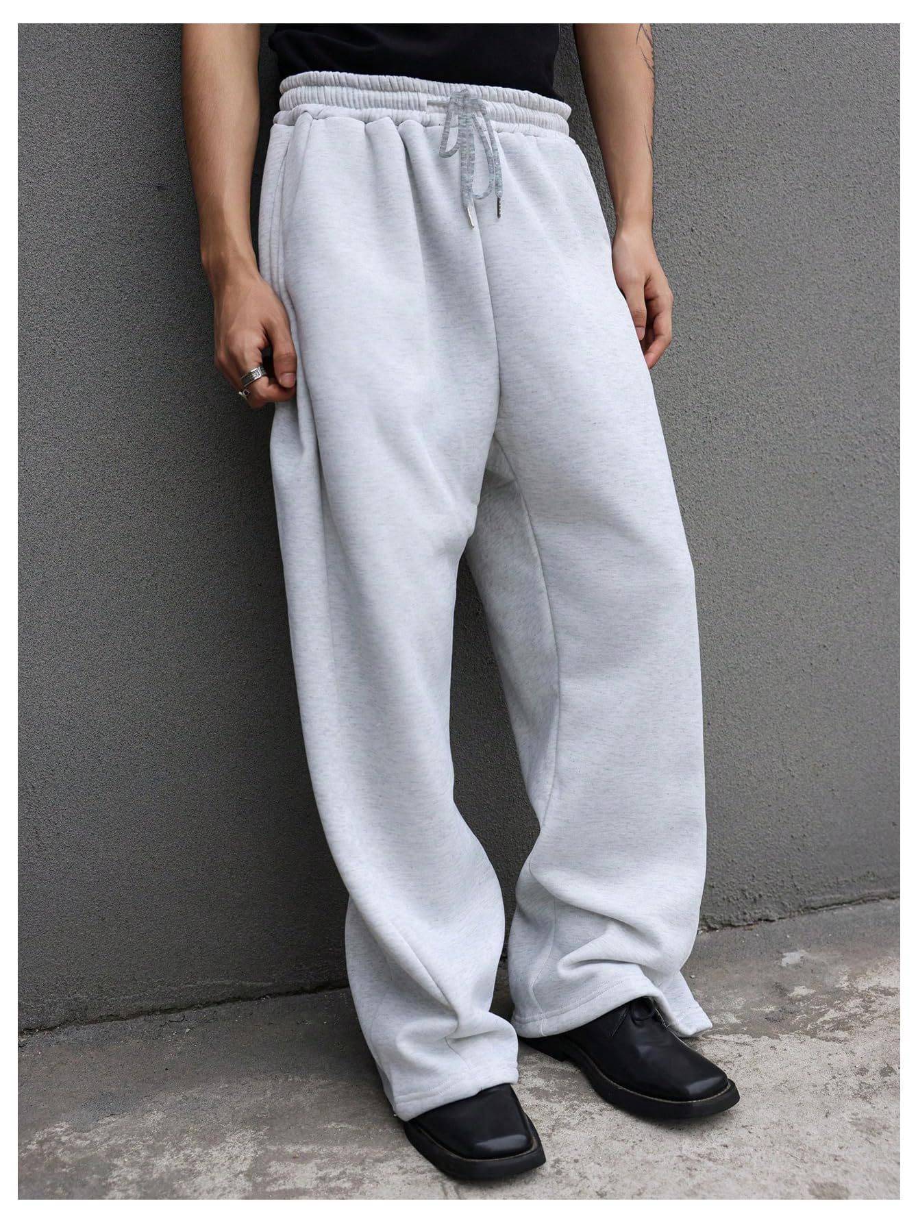 European and American men's waist trousers waist drawstring straight wide-leg loose trousers sports trousers pocket men pants