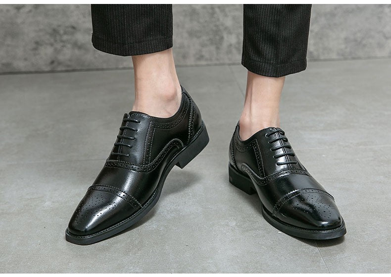 Men Oxfords Brogue Shoes Fashion Breathable Split Leather 38-48 Size Boys Black Soft Outdoor Casual Autumn Mules Dress Flats