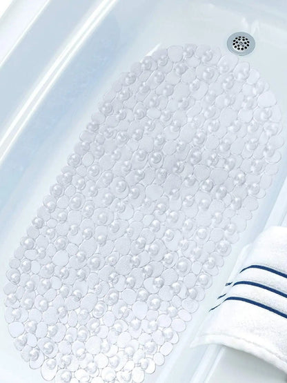 1pc Pebbles Bath Mat for Tub Non-Slip Bathtub Mat with Suction Cups, Drain Holes for Bathroom Showers, Tub, Machine Washable