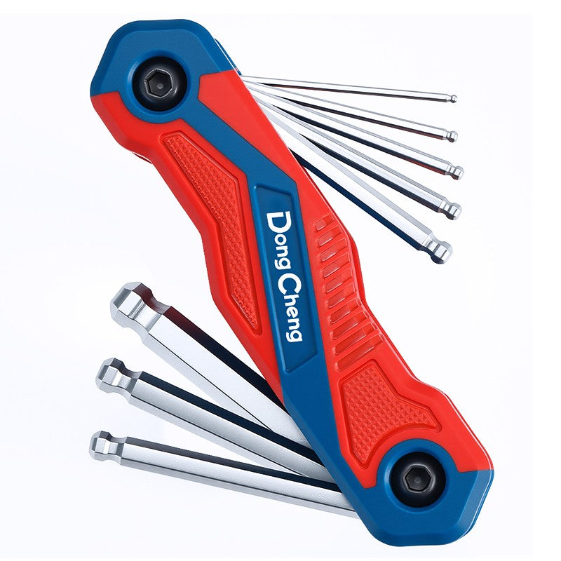 Conjunto de Chaves Allen Dobráveis 8 em 1 CR-V Métricas com Ponta Esférica, Ferramenta de Chave Torx Portátil, Kit de Chave Estrela Portátil