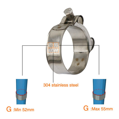 ZSDTRP 26-63mm Stainless Steel Motorcycle Exhaust Clamp Clip For Slip-on Motorcycle Muffler Clamp Kit