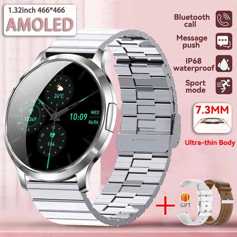 2026New Ultra Slim 1.32" HD AMOLED SmartWatch Women's Screen Always Display Time Heart Rate Calls HD High-end Fashion Smartwatch