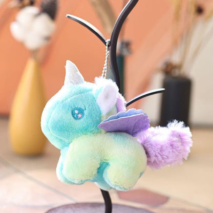 C 1pc new Lovely Gradient Pony Plush Keychain Cartoon Colorful Dreamy Pony Doll Student Backpack Pendant Key Holder Gifts