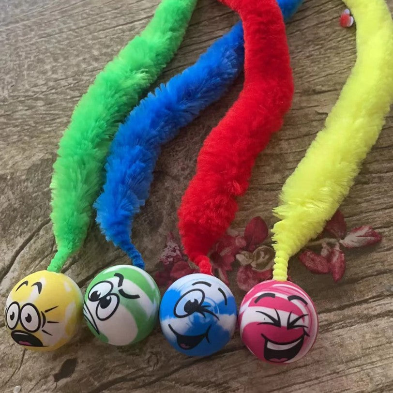 Brinquedos interativos para gatos: Bola saltitante colorida Tickle Cat, suprimentos para pets, brinquedo elástico de minhoca/lagarta para gatos, quebra-cabeça provocador para ambientes internos