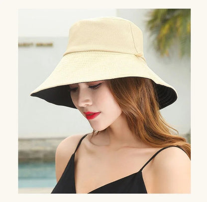 Chapéu de Pescador Feminino, Proteção Facial para o Verão, Protetor Solar, Chapéu de Sol de Aba Larga, Dupla Face e Versátil de Celebridades da Internet