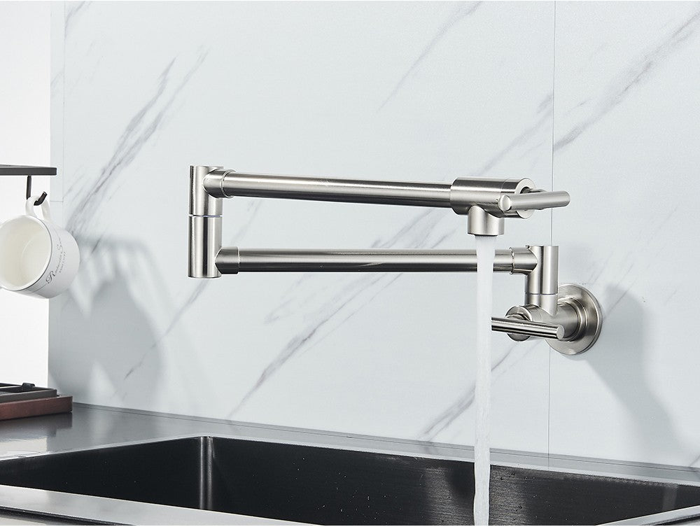 Brushed Gold Rotated Kitchen Sink Faucet Cold Water Tap Brass Basin Sink Swivel Faucets Wall Mounted Faucet