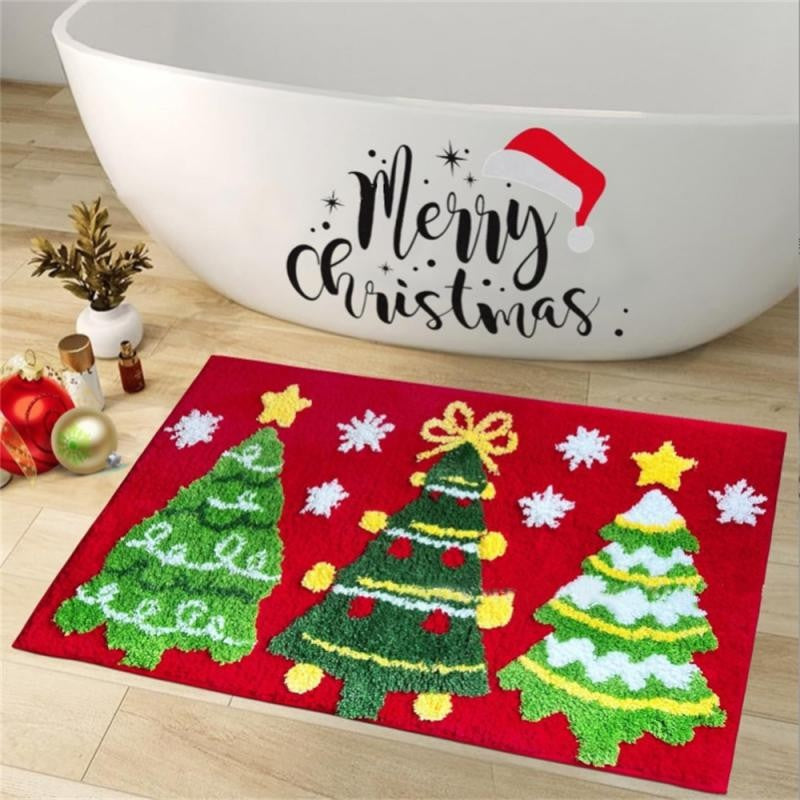 Christmas Mats Imitation Cashmere Carpet Bathroom Room Living Room Absorbent Non Slip Floor Mat Carpet Door Mat Home Party Decor